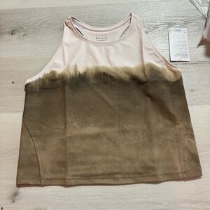 NWT Athleta Shanti Watercolor Stripe Crop Tank, Tan and Ivory, 1X